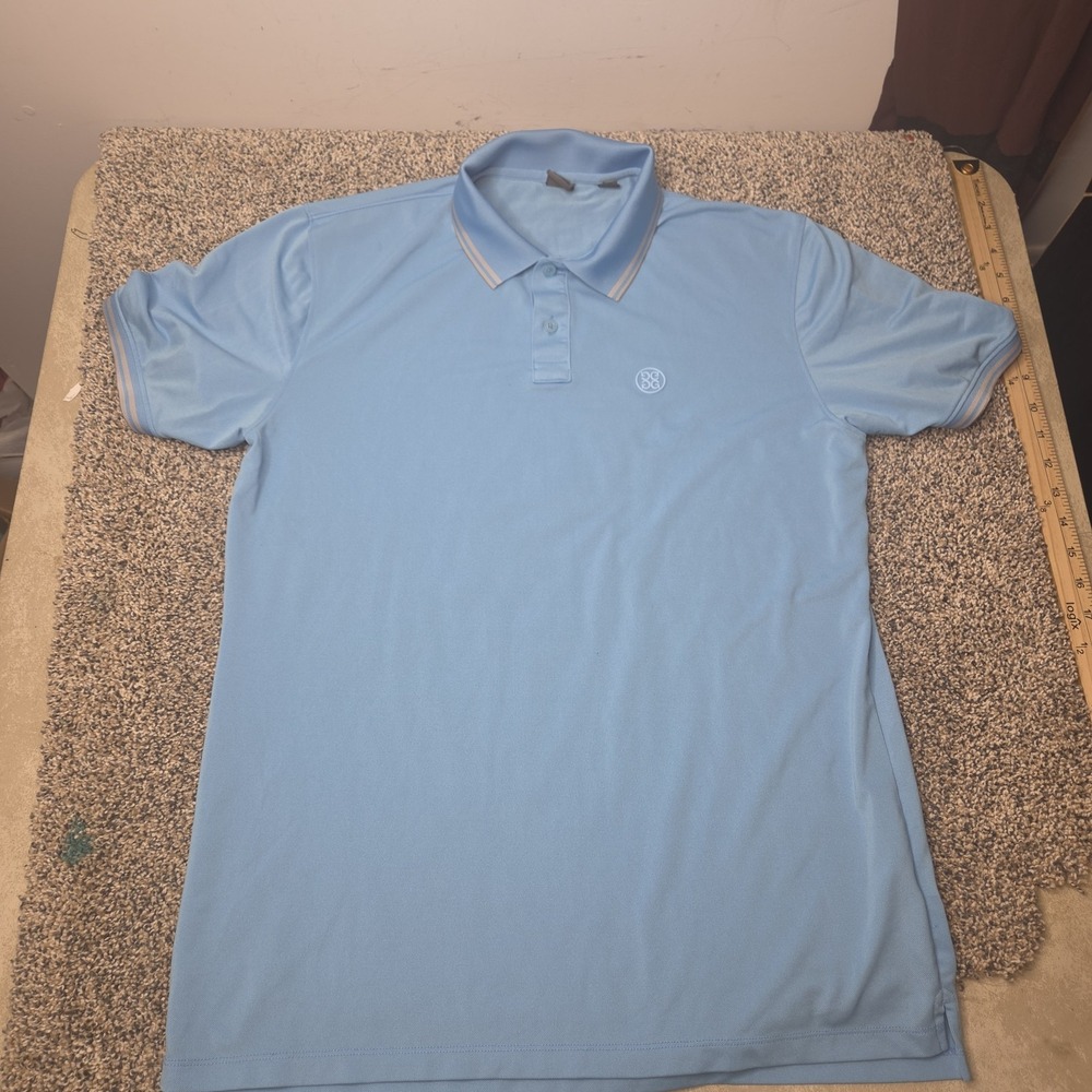 G/FORE Mens Light Blue Performance Golf Polo Shirt Size Medium Short Sleeve